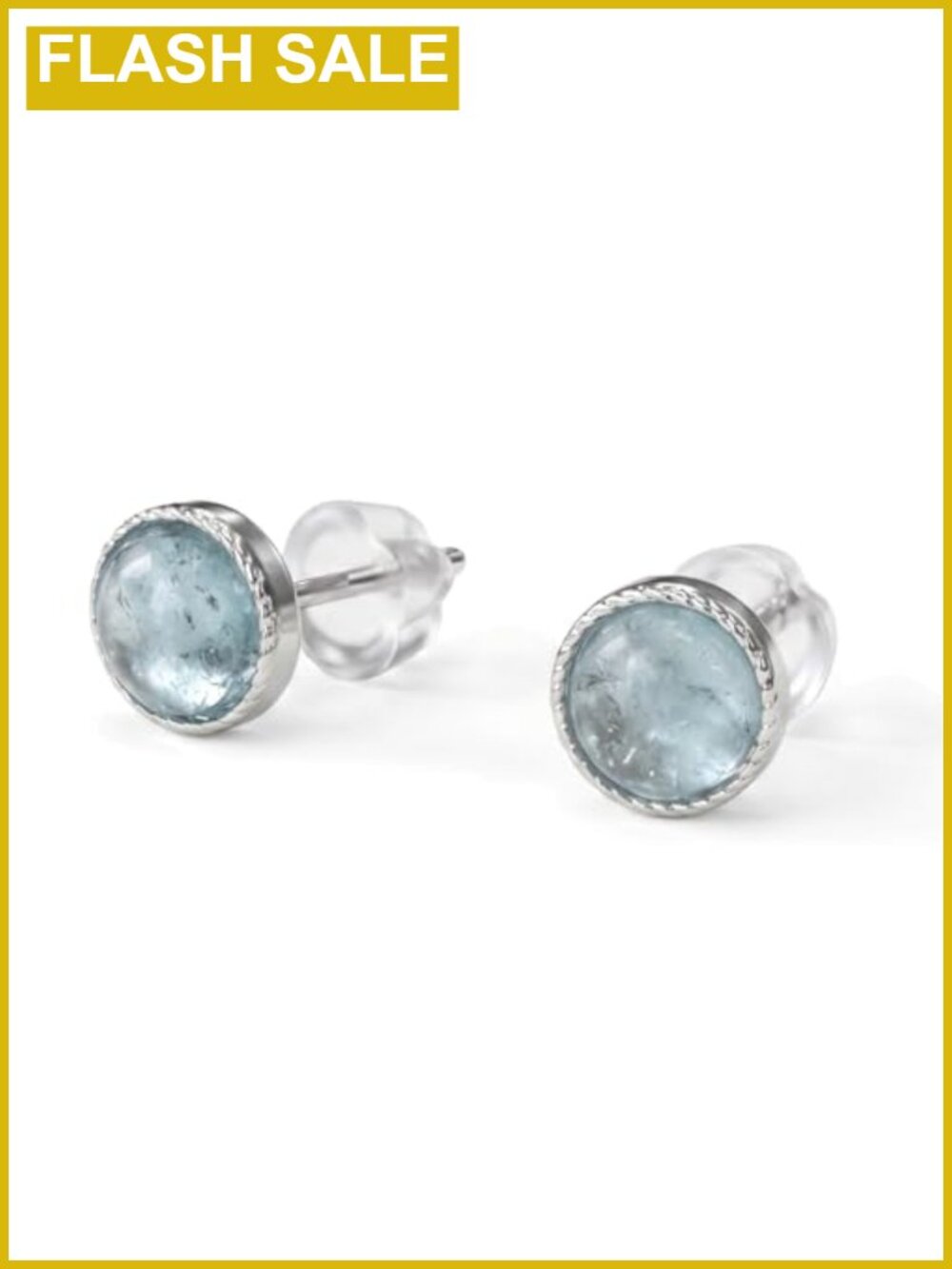 Aquamarine 925 Sterling Silver Stud Earrings Hypoallergenic Minimalist